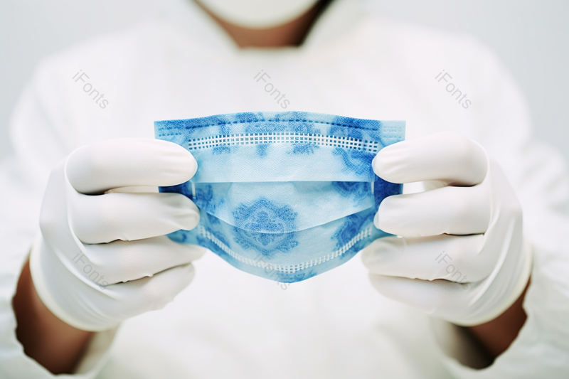 预防病毒穿防护服手持口罩,高清,摄影图,摄影图片,图片大全,摄影图免费下载